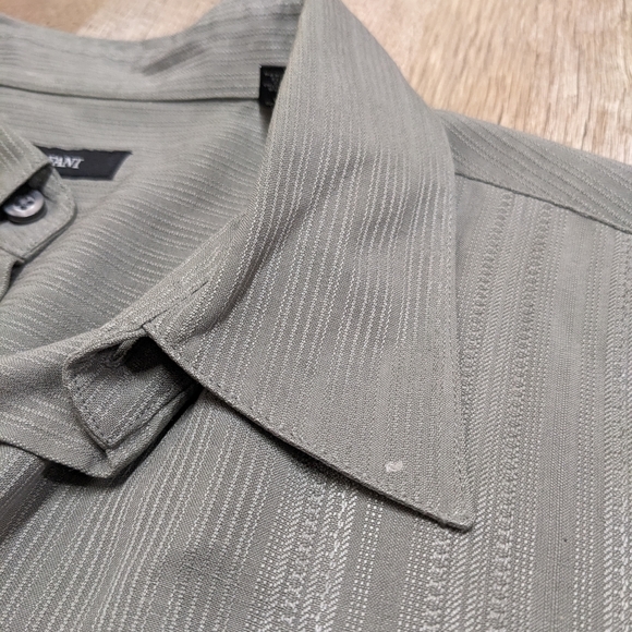 Alfani Green Silk Short Sleeve Button Down Shirt - Picture 4 of 8